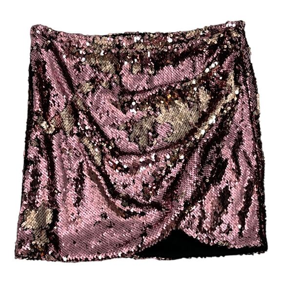 Forever 21 Sequined Mini Skirt M Medium Festival Club Disco Stretchy - Picture 1 of 5